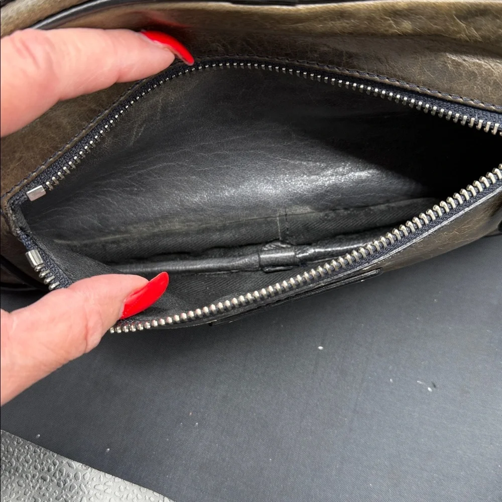 Chloe vintage distressed olive green & black Leather Crossbody Bag